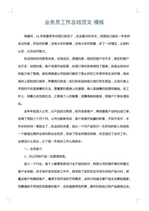 业务员工作总结范文