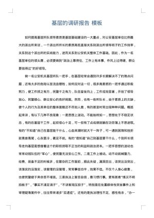 基层的调研报告