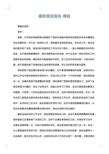 离职原因报告