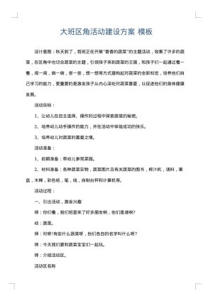 大班区角活动建设方案