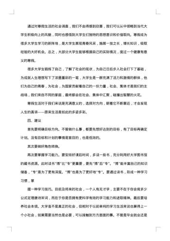 大学生寒假社会调查报告