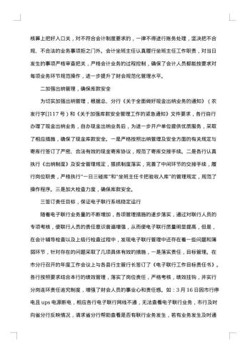 银行财务人员工作总结