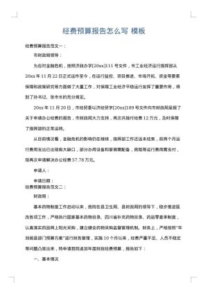 经费预算报告怎么写