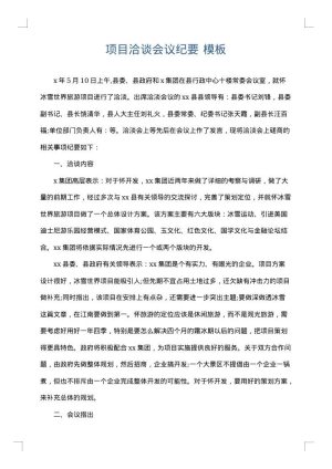 项目洽谈会议纪要