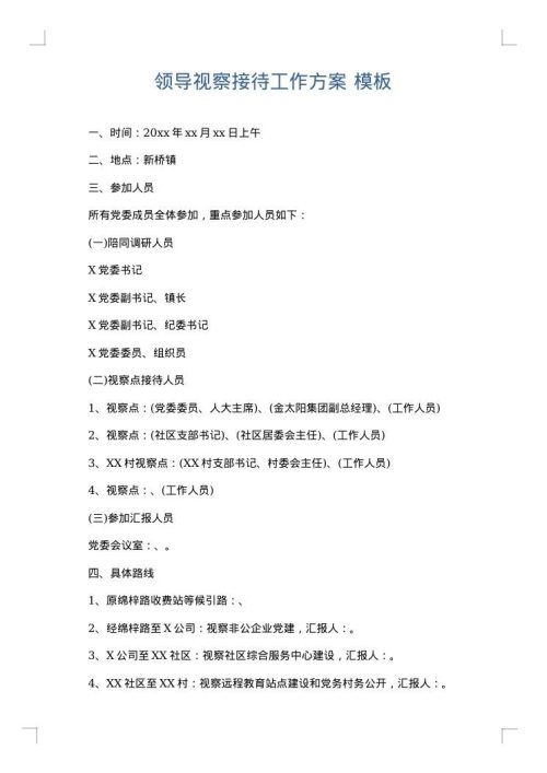 领导视察接待工作方案