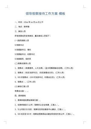 领导视察接待工作方案