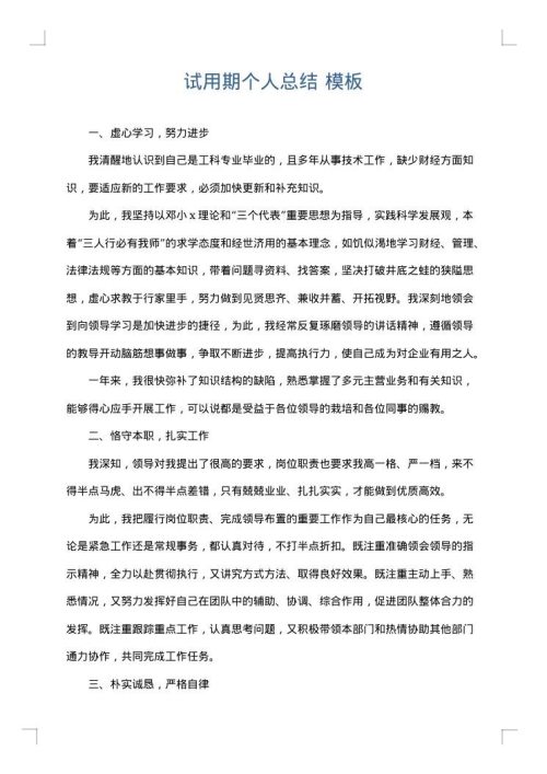 试用期个人总结