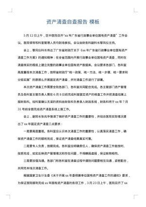 资产清查自查报告