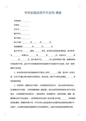 专利实施自用许可合同