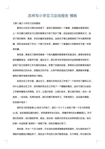 怎样写小学见习总结报告