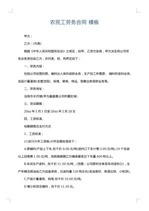 农民工劳务合同