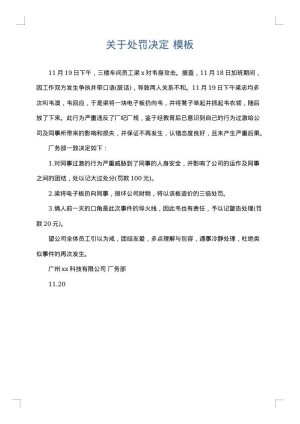 关于处罚决定