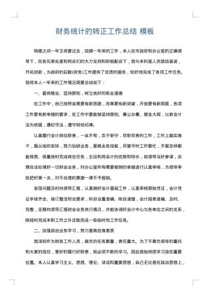 财务统计的转正工作总结
