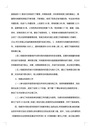 档案员个人述职报告格式