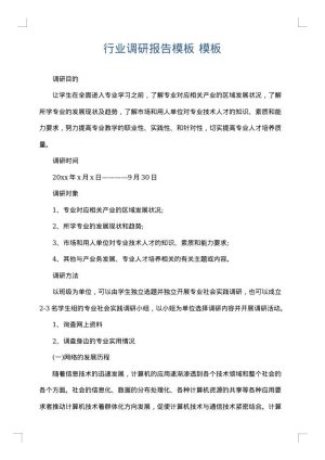 行业调研报告模板