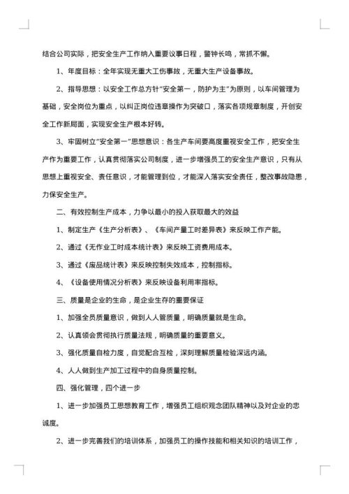 2025年生产经理工作总结