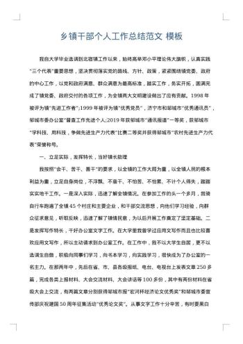 乡镇干部个人工作总结范文