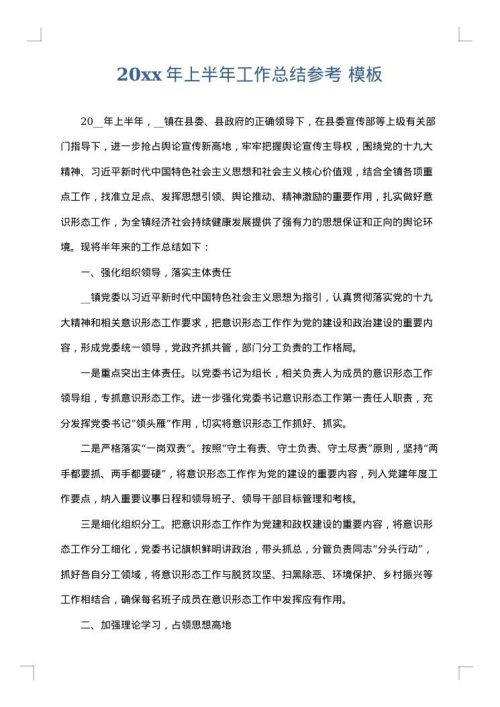 2025年上半年工作总结参考