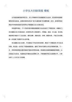 小学生大扫除简报