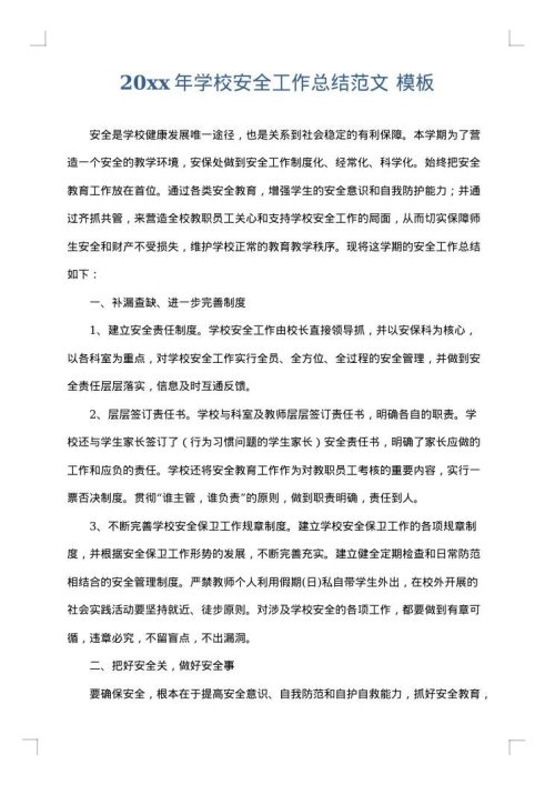 2025年学校安全工作总结范文