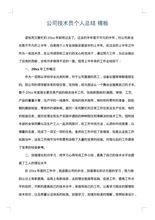 公司技术员个人总结