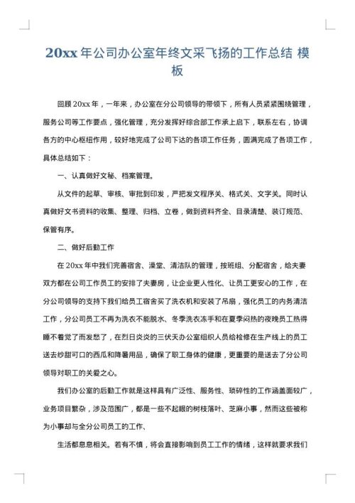 2025年公司办公室年终文采飞扬的工作总结