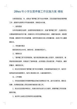 2025年小学生营养餐工作实施方案
