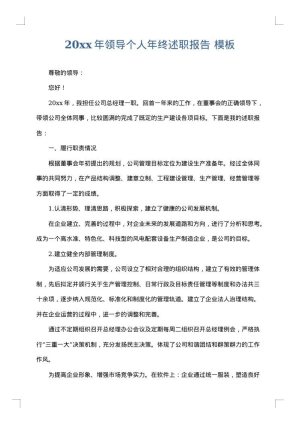 2025年领导个人年终述职报告