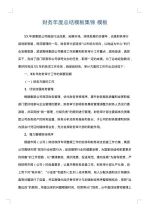 财务年度总结模板集锦
