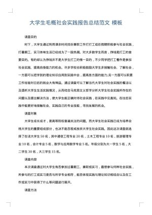 大学生毛概社会实践报告总结范文
