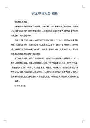 资金申请报告