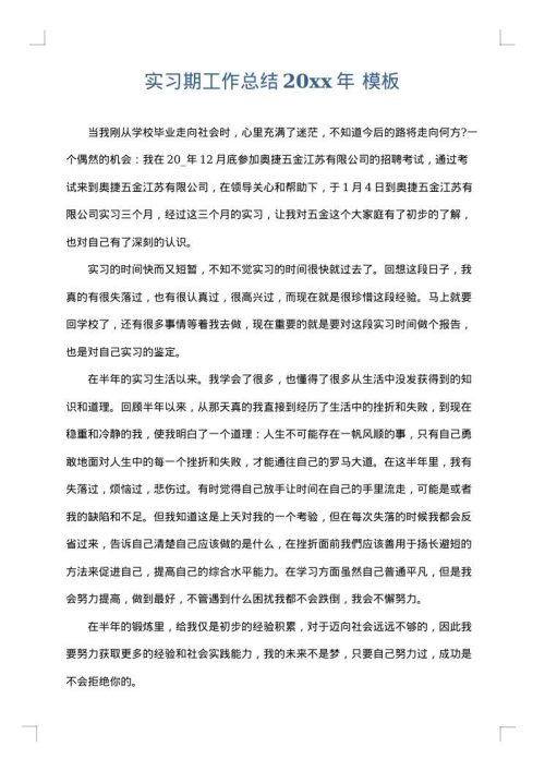 实习期工作总结2025年