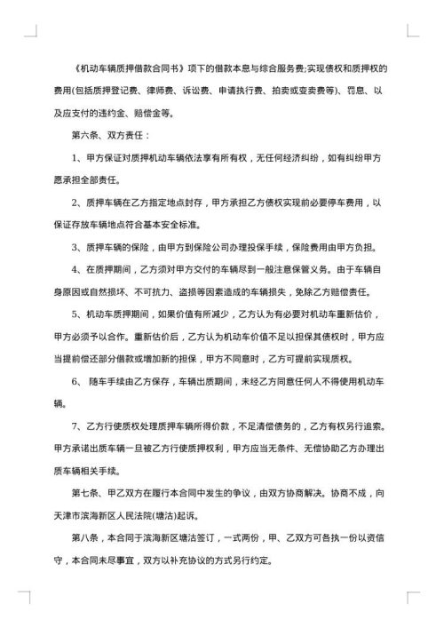 个人宝马车质押借款合同书