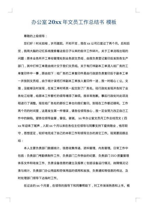 办公室2025年文员工作总结书