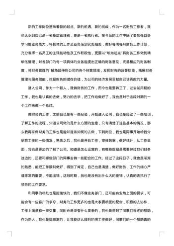 财务个人的工作总结