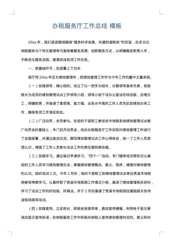 办税服务厅工作总结
