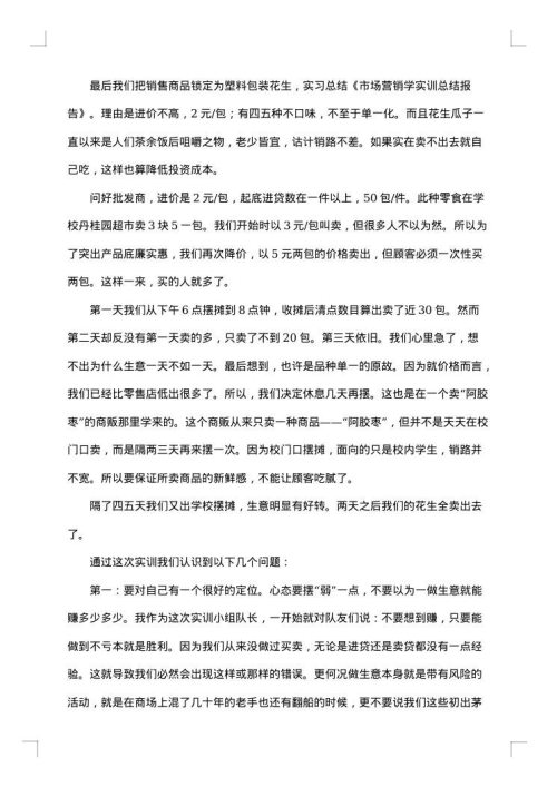 市场营销实训报告