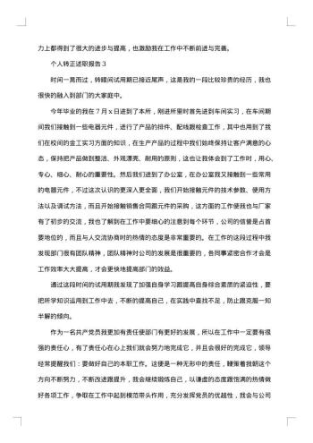 个人转正述职范文