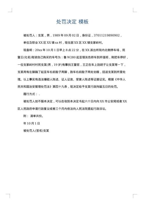处罚决定