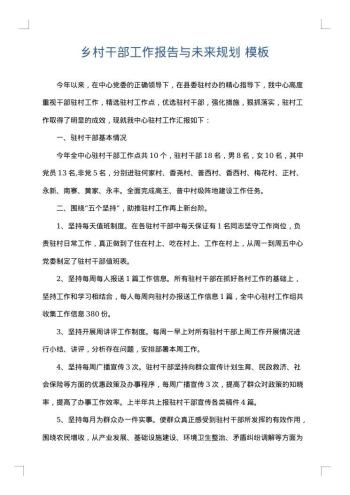 乡村干部工作报告与未来规划