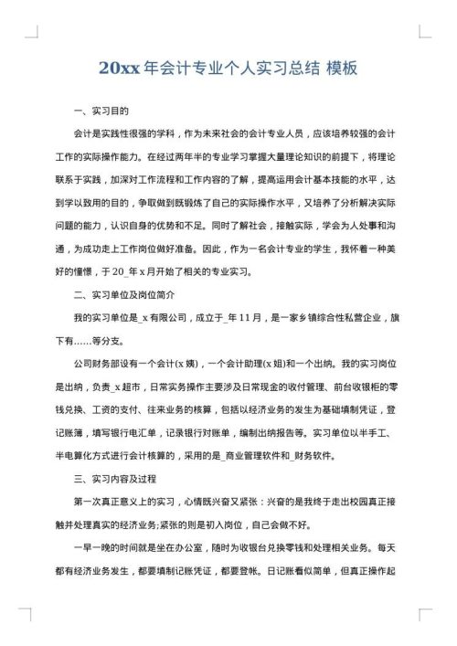 2025年会计专业个人实习总结