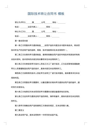 国际技术转让合同书