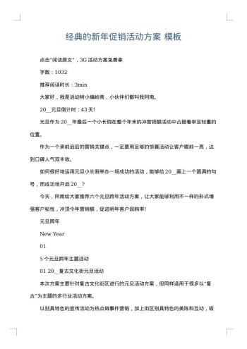 经典的新年促销活动方案