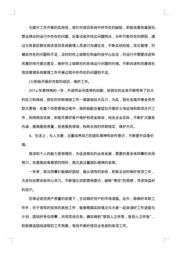 银行信贷员个人工作总结范例