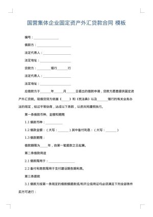 国营集体企业固定资产外汇贷款合同