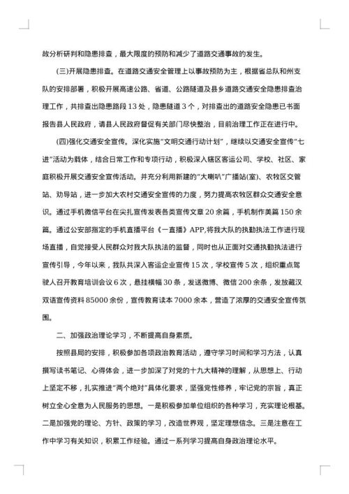 交警述职述廉报告