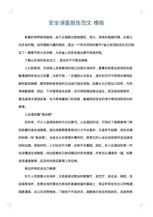 安全调查报告范文