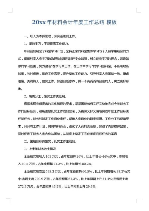 2025年材料会计年度工作总结