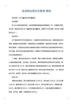 圣诞晚会策划书集锦