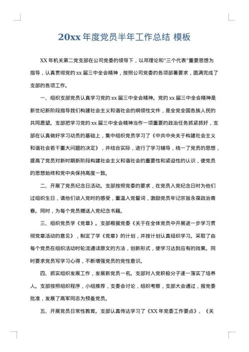 2025年度党员半年工作总结